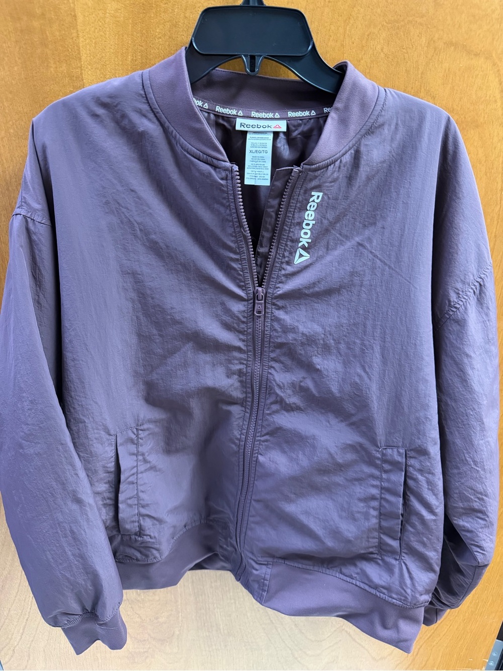 Reebok Women's Track Jacket XL Purple Full Zip Logo Activewear